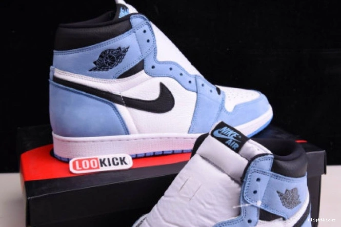 WHITE 1 555088-134 UNIVERSITY BLACK AIR RETRO JORDAN BLUE HIGH 0809